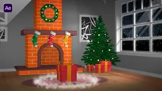 Christmas Fireplace with Logo Reveal - After Effects Template