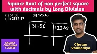 Square root of non perfect square numbers by long division method ll with decimal numbers