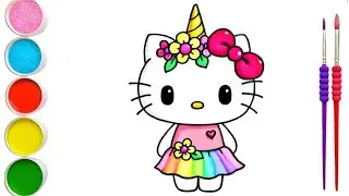 How to draw Unicorn Hello kitty | Hello kitty coloring for kids | Unicorn hello kitty drawing