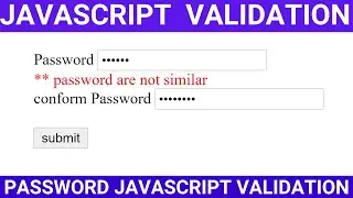 Password validation JavaScript in Hindi  | password don't match , minimum and maximum character js