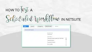 How to Test a Scheduled Workflow in NetSuite