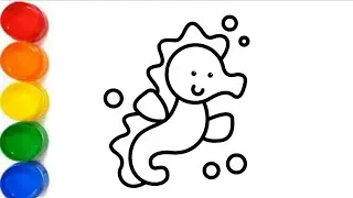 Cute Seahorse Drawing, Painting & Coloring For Kids and Toddlers_ Kids Art