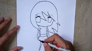 How to Draw a Chibi Outline Drawing + Easy Cute Sketch Chibi Girl Character