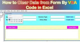 How to clear data in userform vba | how to clear data from userform by vba | clear button code excel