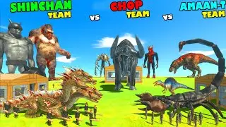 SHINCHAN TEAM vs CHOP TEAM vs AMAAN TEAM in Animal Revolt Battle Simulator | Dinosaur Game ARBS