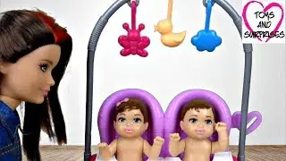 Barbie Doll Baby Twins Babysitter Skipper loses babies Video Story Parody