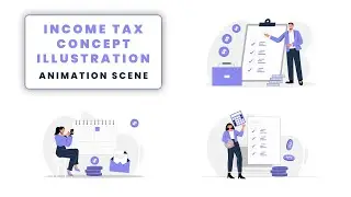 Flat Character Animation Scene Template for Income Tax Explanation