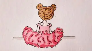 Как нарисовать ДЕВОЧКУ В КРАСИВОМ РОЗОВОМ ПЛАТЬЕ/How to draw A GIRL IN A BEAUTIFUL PINK DRESS