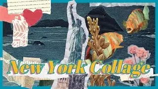 New York Themed Art | Fish Art Collage | Slow Art Making with Collage