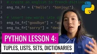 Lists, Tuples, Sets, Dictionaries | Python for Beginners Lesson 4 | Code with Kylie