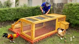 Self build stunning wooden chicken coop with mini garden