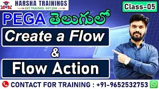 PEGA Class 05 | How to create a Flow |Flow Action | Work Object using Activity |Training in Telugu