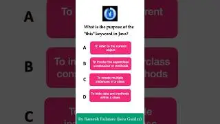 Java Quiz 11 - What is the purpose of this keyword in #java #quiz