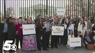 Influencers protest after the House voted to ban TikTok