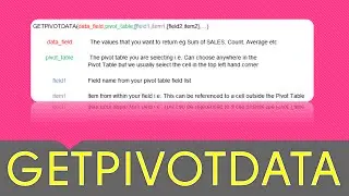 Excel Formulas and Functions Tutorial -  GETPIVOTDATA
