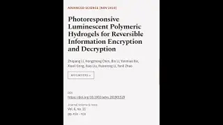 Photoresponsive Luminescent Polymeric Hydrogels for Reversible Information Encryption... | RTCL.TV