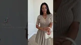 Sexy Venezuela woman modeling beige cardigan and pencil skirt #asmr #trending #fashion