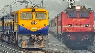 Dangerous 140kmph😱😱 WAP7 Dhauli+ Bhubaneswar Janshatabadi+STEEL SF attacks Madpur - Indian Railways