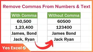 How to Remove Comma From Numbers and Text (Strings) in Excel