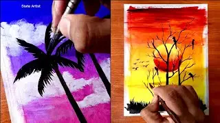 Scenery drawing with oil pastel | Oil pastel scenery | Scenery drawing | State Artist