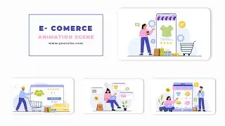 Vector Online Shopping Animation Scene After Effects