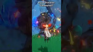 Pyro Traveler gameplay 🤪 (Not real tho) #genshinimpact #genshinimpactedit #emilie