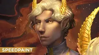 D&D Gold-horned Tiefling speedpaint