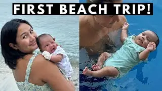 NEWBORN'S FIRST BEACH TRIP + swimming at 6 weeks!