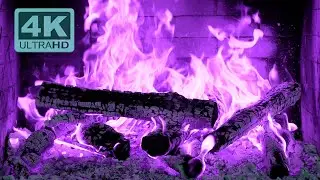 Relaxing Halloween Ambience: Purple Fireplace for a Spooky Night