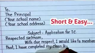 Transfer Certificate application in english || Application for school leaving certificate in english