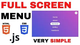 Full Screen Overlay Navigation Menu Bar | Very Simple