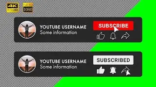 Custom subscribe button with channel name green screen, transparent | share, like, bell