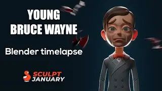 Blender sculpting and shading timelapse | Young Bruce Wayne | 2.82 beta