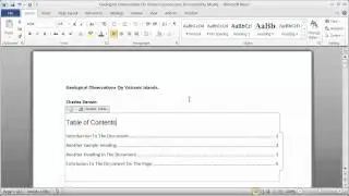 Creating a Table of Contents in a Word Document - Part 1