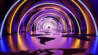 Abstract Beautiful Futuristic 3D Tunnel with Neon Lights Hex pattern floor Reflection Live Wallpaper