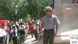 Ranger SURROUNDED, Bottles Thrown after DC Statue Tagged by Pro-palestine Protesters