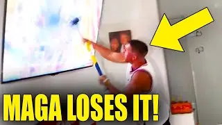 VIDEO: Trump Supporter ATTACKS TV With SLEDGEHAMMER Over Kamala Harris!