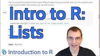 Introduction to R: Lists