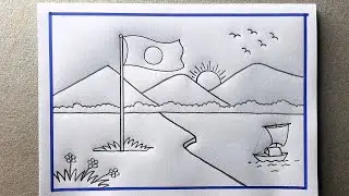 ছো'ট'দের স্বাধীনতা দিবসের দৃশ্য আঁকা💚💛 Independence Day Scenery Drawing