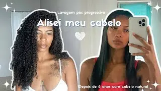 Alisei meu cabelo cacheado | primeira lavagem pos progressiva