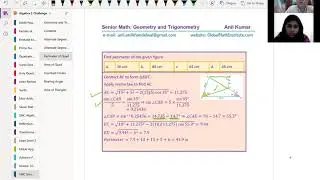 Trigonometry and Geometry UK Senior Math Challenge Anil Kumar TIPS with GCSE Student Amy in London