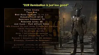 Example of Amazing Itemization - D2R - Rare Twin Axe