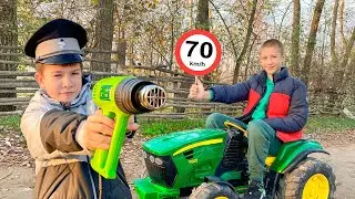 Damian and Darius play Police and How to follow the Rules on the Road