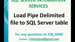 Load Pipe Delimited file to SQL Server table using ssis