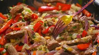 WHAT'S FOR DINNER: Asian-style meat and vegetables! Very tasty, simple, quick recipe for dinner