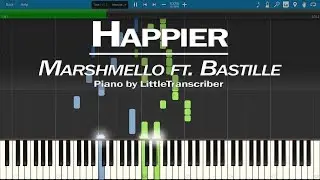 Marshmello ft. Bastille - Happier (Piano Cover) Synthesia Tutorial by LittleTranscriber