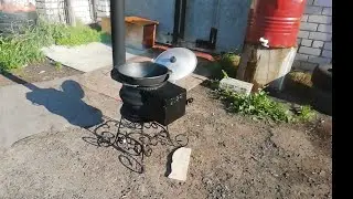 Печь для казана из колёсных дисков.