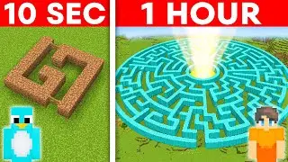 10 Seconds vs 1 Hour - GIANT MAZE Build Challenge in Minecraft