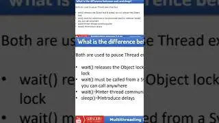 wait vs sleep in Multithreading #java #interview #multithreadinginjava