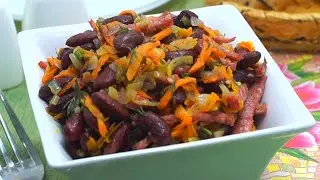 Салат с фасолью и морковью — салат за 15 минут, быстрый и очень вкусный салата с фасолью